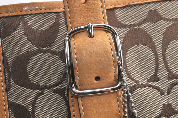 Authentic COACH Signature Shoulder Tote Bag Canvas Leather 6337 Brown 4402K
