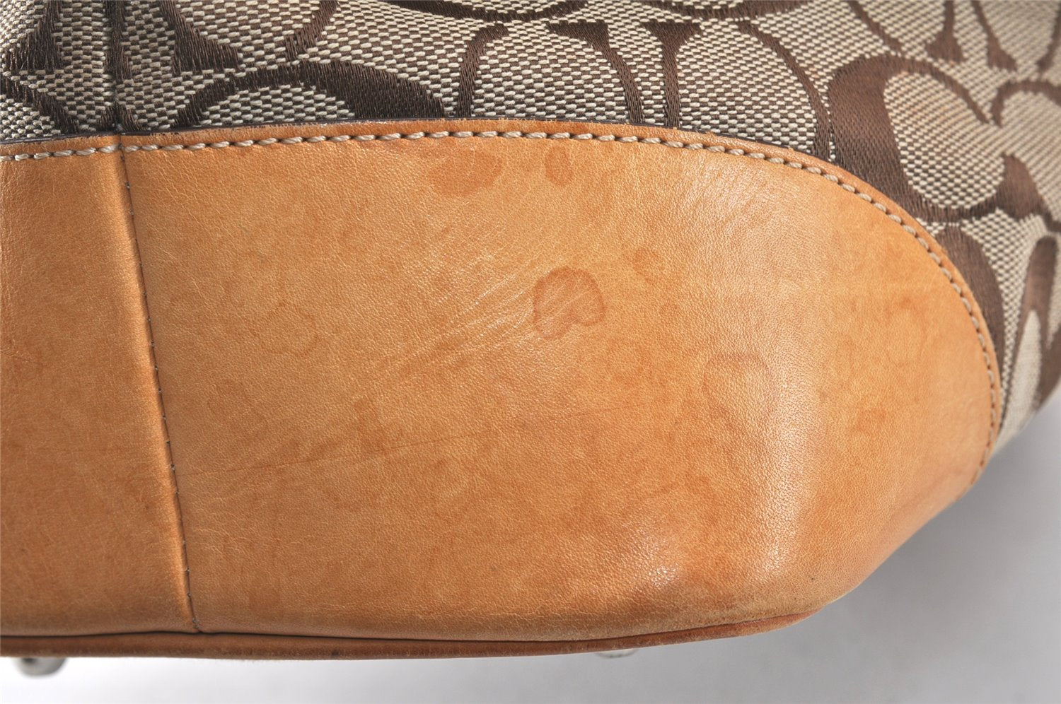 Authentic COACH Signature Shoulder Tote Bag Canvas Leather 6337 Brown 4402K