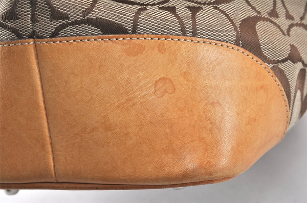 Authentic COACH Signature Shoulder Tote Bag Canvas Leather 6337 Brown 4402K