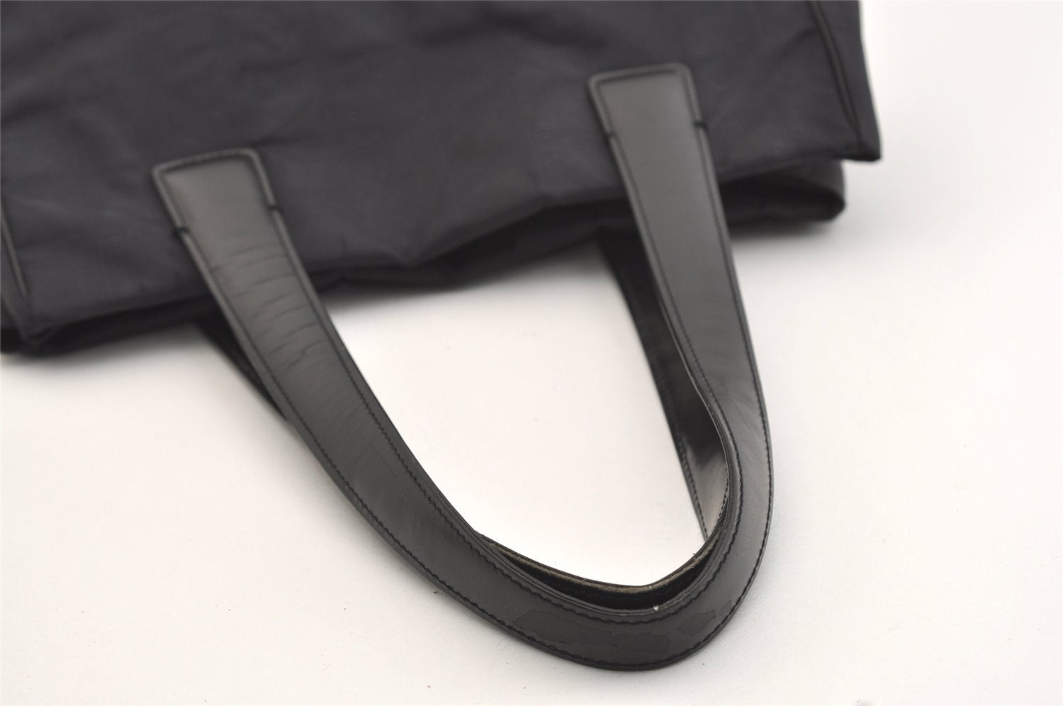 Authentic CHANEL New Travel Line Shoulder Tote Bag Nylon Leather Black 4403J