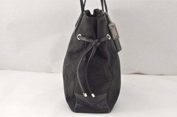 Authentic COACH Signature Shoulder Tote Bag Canvas Leather 18967 Black 4403K