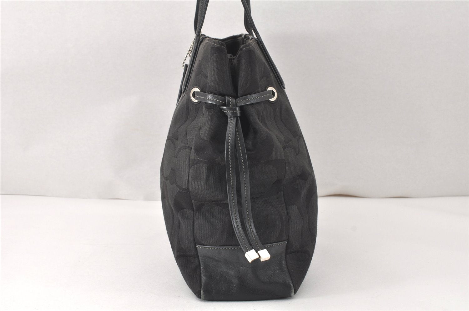 Authentic COACH Signature Shoulder Tote Bag Canvas Leather 18967 Black 4403K