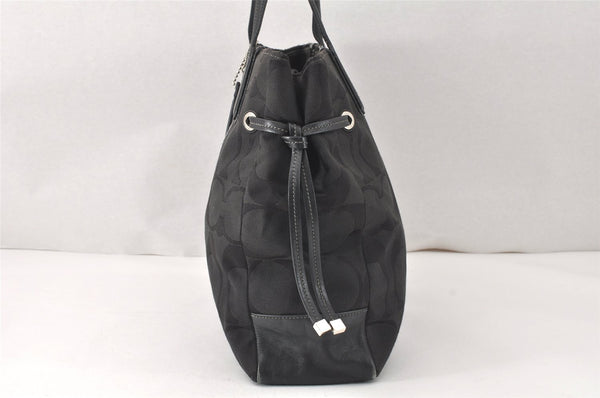 Authentic COACH Signature Shoulder Tote Bag Canvas Leather 18967 Black 4403K
