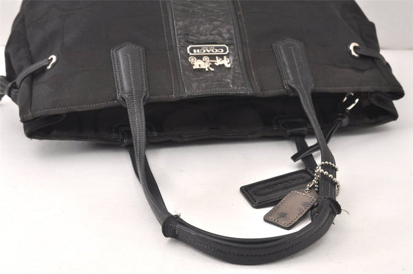 Authentic COACH Signature Shoulder Tote Bag Canvas Leather 18967 Black 4403K