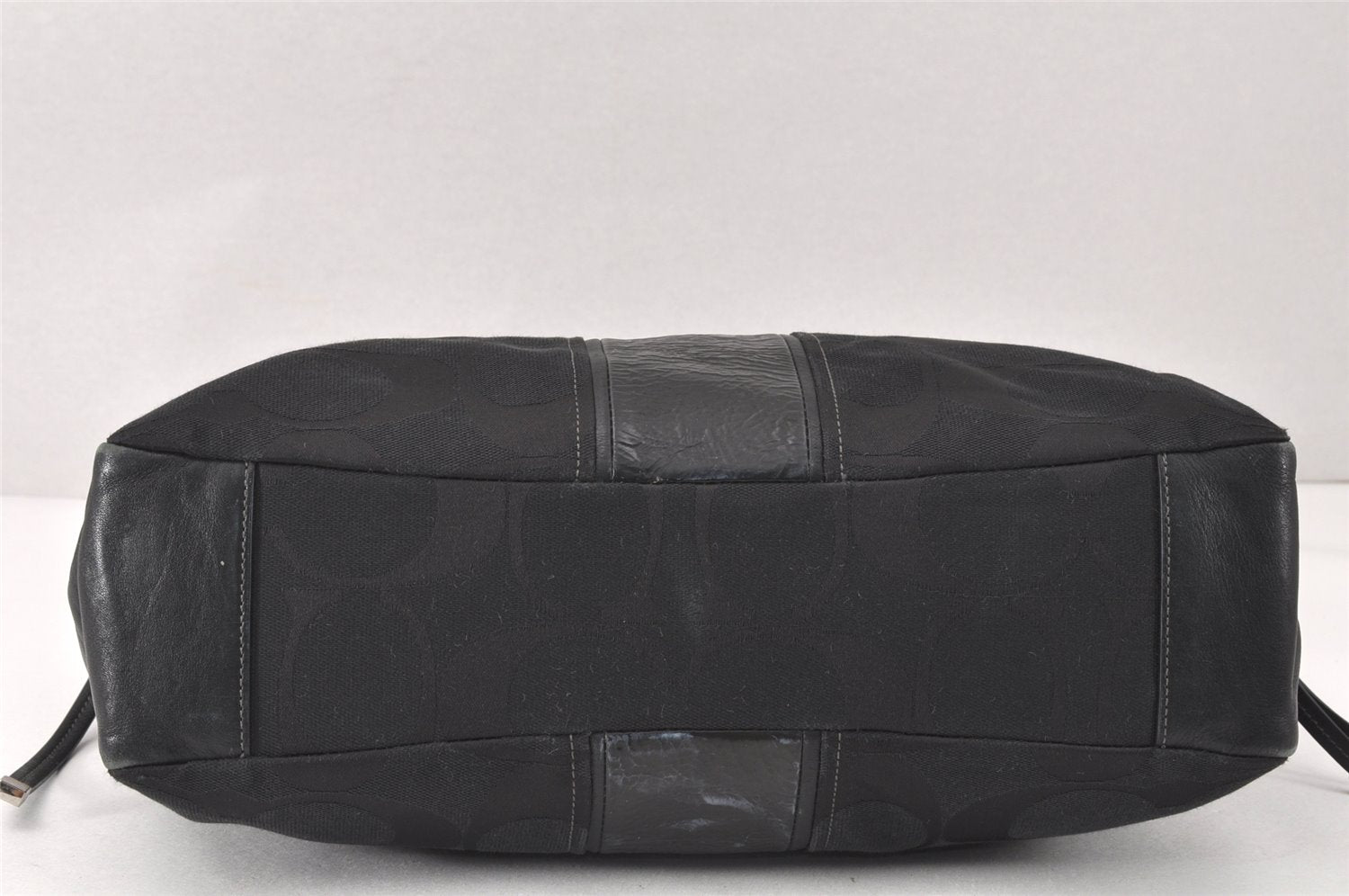 Authentic COACH Signature Shoulder Tote Bag Canvas Leather 18967 Black 4403K