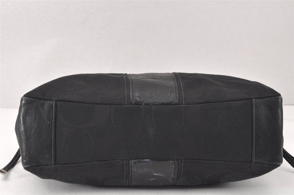 Authentic COACH Signature Shoulder Tote Bag Canvas Leather 18967 Black 4403K
