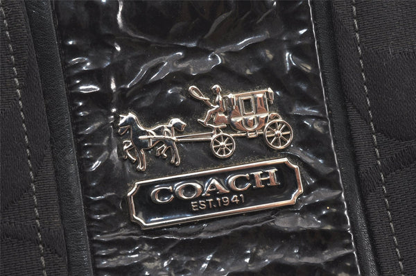 Authentic COACH Signature Shoulder Tote Bag Canvas Leather 18967 Black 4403K