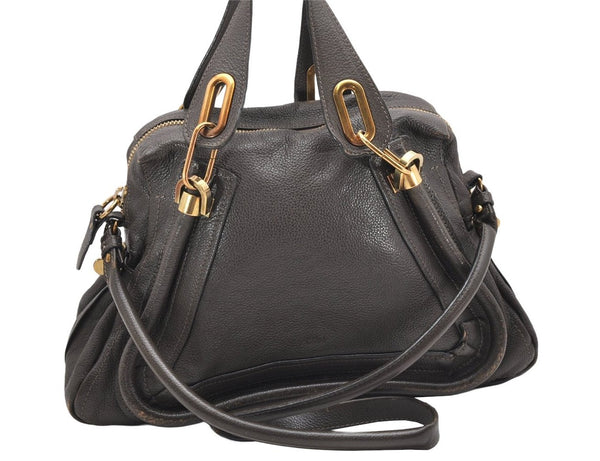 Authentic Chloe Paraty Medium 2Way Shoulder Hand Bag Purse Leather Brown 4406K