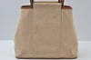 Authentic HERMES Cabag PM 2Way Shoulder Hand Tote Bag Canvas Leather Beige 4407J