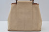 Authentic HERMES Cabag PM 2Way Shoulder Hand Tote Bag Canvas Leather Beige 4407J
