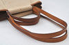 Authentic HERMES Cabag PM 2Way Shoulder Hand Tote Bag Canvas Leather Beige 4407J