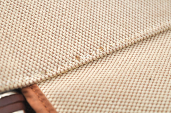 Authentic HERMES Cabag PM 2Way Shoulder Hand Tote Bag Canvas Leather Beige 4407J