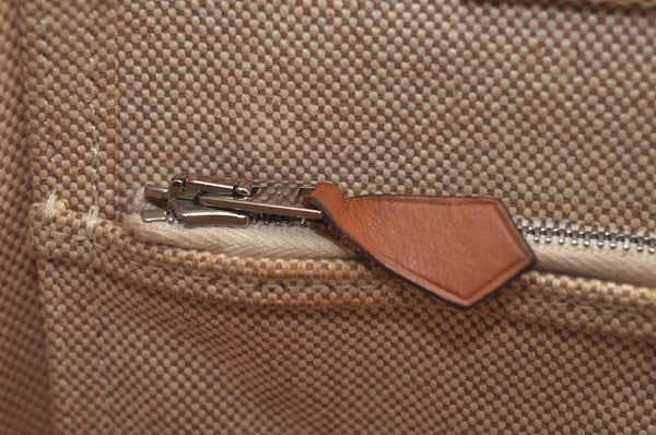 Authentic HERMES Cabag PM 2Way Shoulder Hand Tote Bag Canvas Leather Beige 4407J