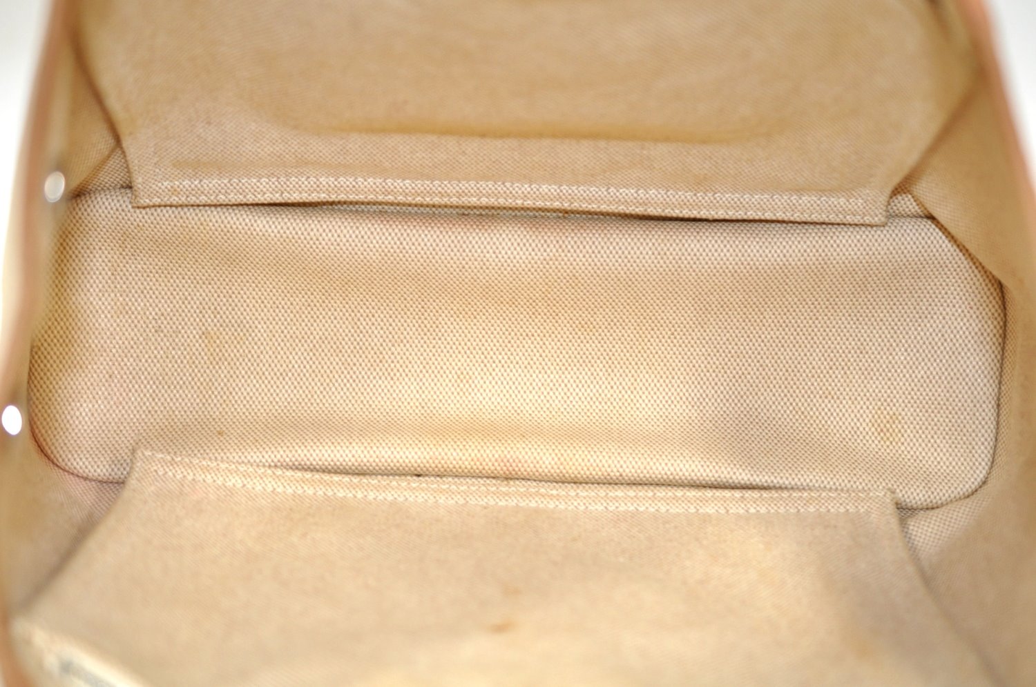 Authentic HERMES Cabag PM 2Way Shoulder Hand Tote Bag Canvas Leather Beige 4407J