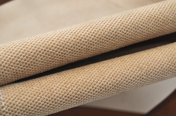 Authentic HERMES Cabag PM 2Way Shoulder Hand Tote Bag Canvas Leather Beige 4407J