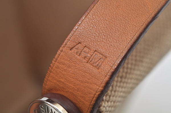 Authentic HERMES Cabag PM 2Way Shoulder Hand Tote Bag Canvas Leather Beige 4407J