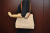 Authentic HERMES Cabag PM 2Way Shoulder Hand Tote Bag Canvas Leather Beige 4407J