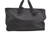 Authentic BOTTEGA VENETA Vintage Intrecciato Leather Boston Hand Bag Black 4408J