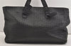 Authentic BOTTEGA VENETA Vintage Intrecciato Leather Boston Hand Bag Black 4408J