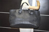 Authentic BOTTEGA VENETA Vintage Intrecciato Leather Boston Hand Bag Black 4408J