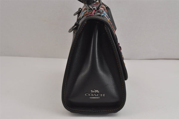 Authentic COACH Tilly 2Way Shoulder Hand Bag Purse Leather F80213 Black 4409J