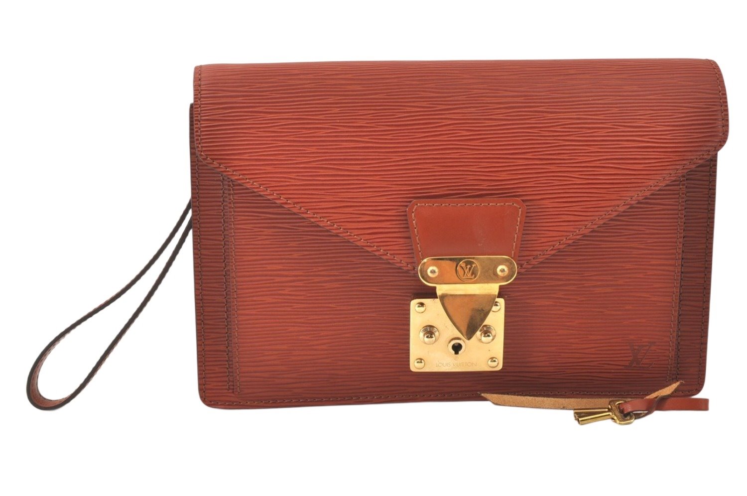 Auth Louis Vuitton Epi Pochette Sellier Dragonne Clutch Bag M52613 Brown 4409K