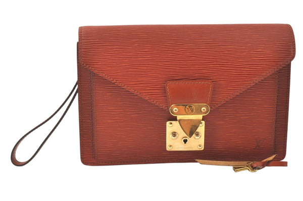Auth Louis Vuitton Epi Pochette Sellier Dragonne Clutch Bag M52613 Brown 4409K