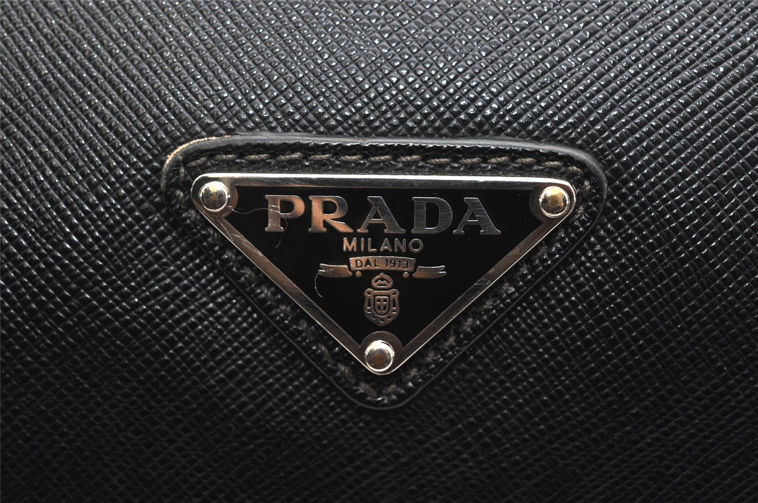 Authentic PRADA SaffianoTravel Leather Briefcase Business Bag VR0023 Black 4410K