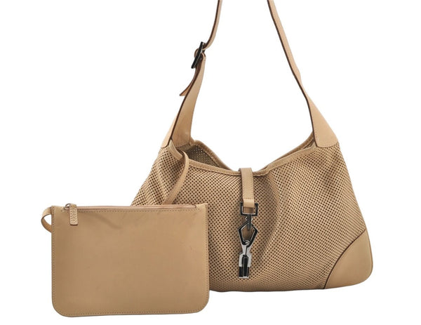 Authentic GUCCI Kandinsky Shoulder Hand Bag Punching Leather 28628 Beige 4413K
