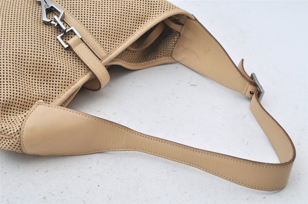 Authentic GUCCI Kandinsky Shoulder Hand Bag Punching Leather 28628 Beige 4413K