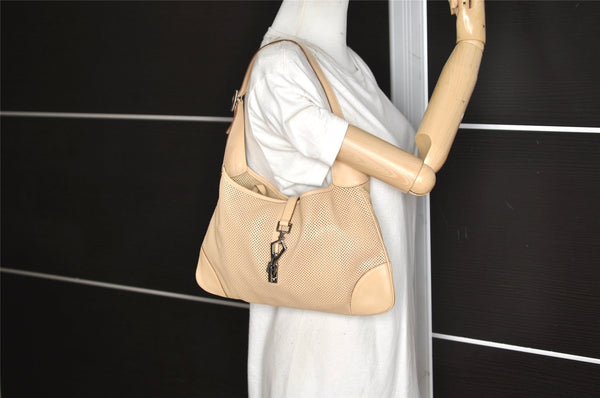 Authentic GUCCI Kandinsky Shoulder Hand Bag Punching Leather 28628 Beige 4413K