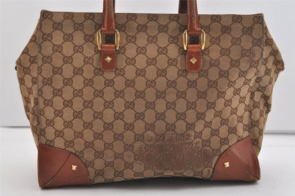 Authentic GUCCI Shoulder Tote Bag GG Canvas Leather 120897 Brown 4414J