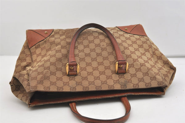 Authentic GUCCI Shoulder Tote Bag GG Canvas Leather 120897 Brown 4414J