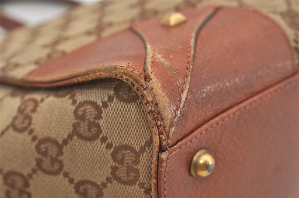 Authentic GUCCI Shoulder Tote Bag GG Canvas Leather 120897 Brown 4414J