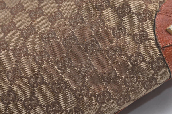 Authentic GUCCI Shoulder Tote Bag GG Canvas Leather 120897 Brown 4414J