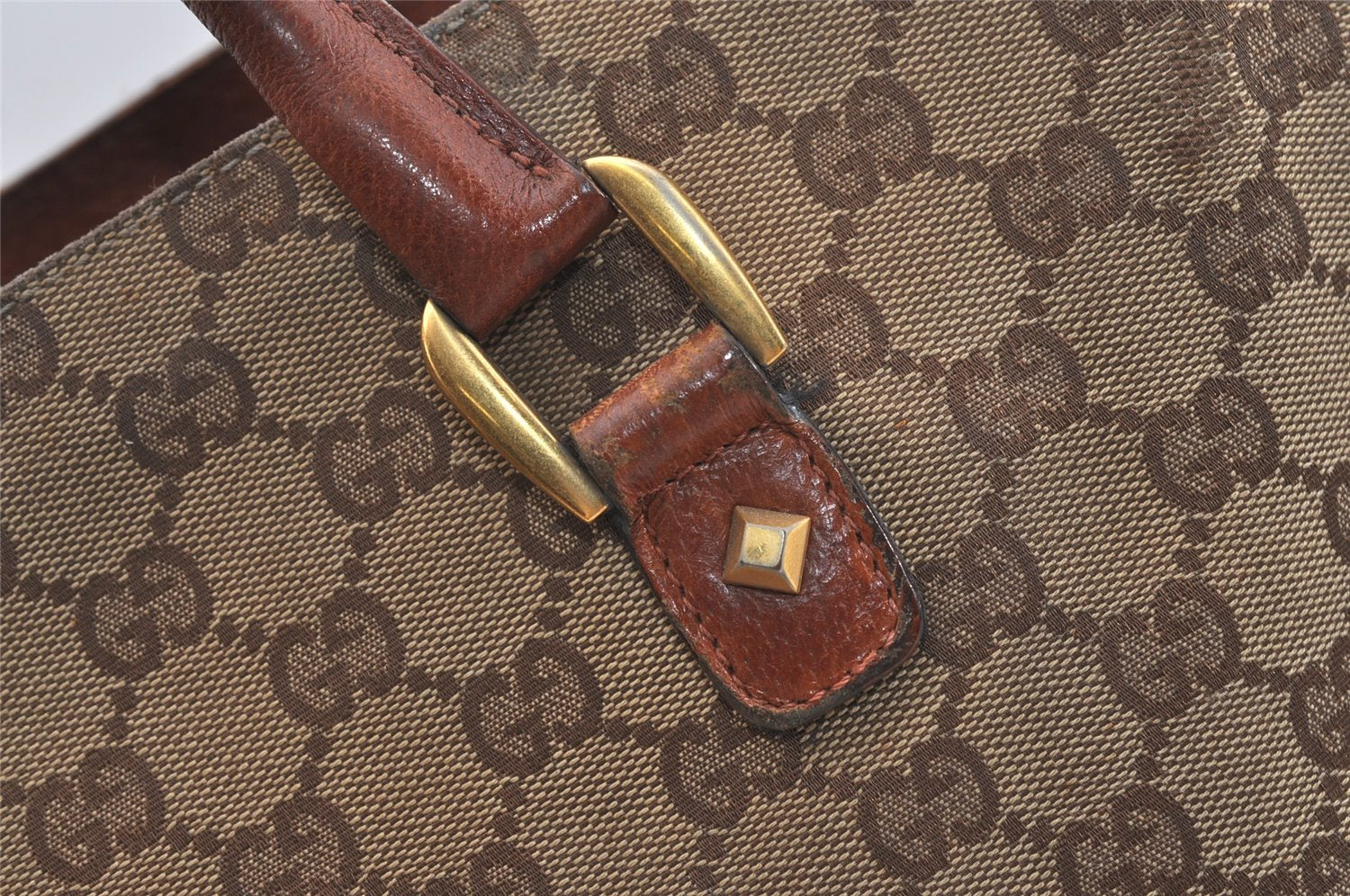 Authentic GUCCI Shoulder Tote Bag GG Canvas Leather 120897 Brown 4414J
