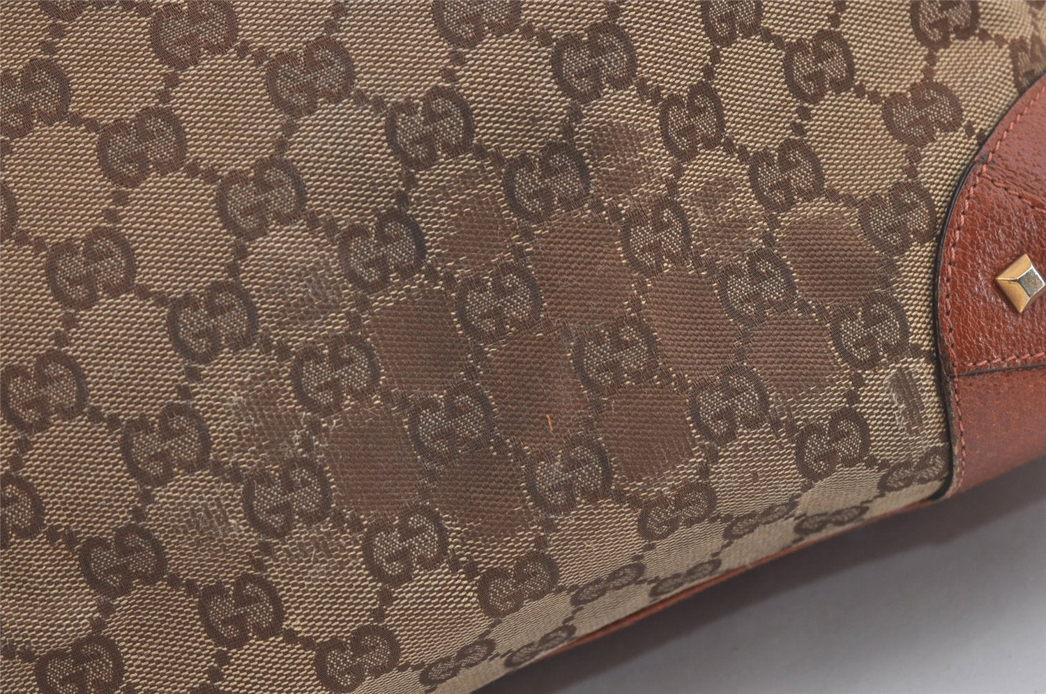 Authentic GUCCI Shoulder Tote Bag GG Canvas Leather 120897 Brown 4414J