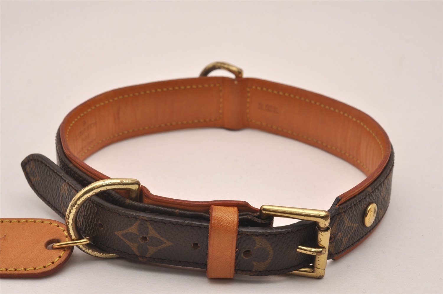 Authentic Louis Vuitton Monogram Collier Baxter GM Dog Collar M58070 LV 4416J