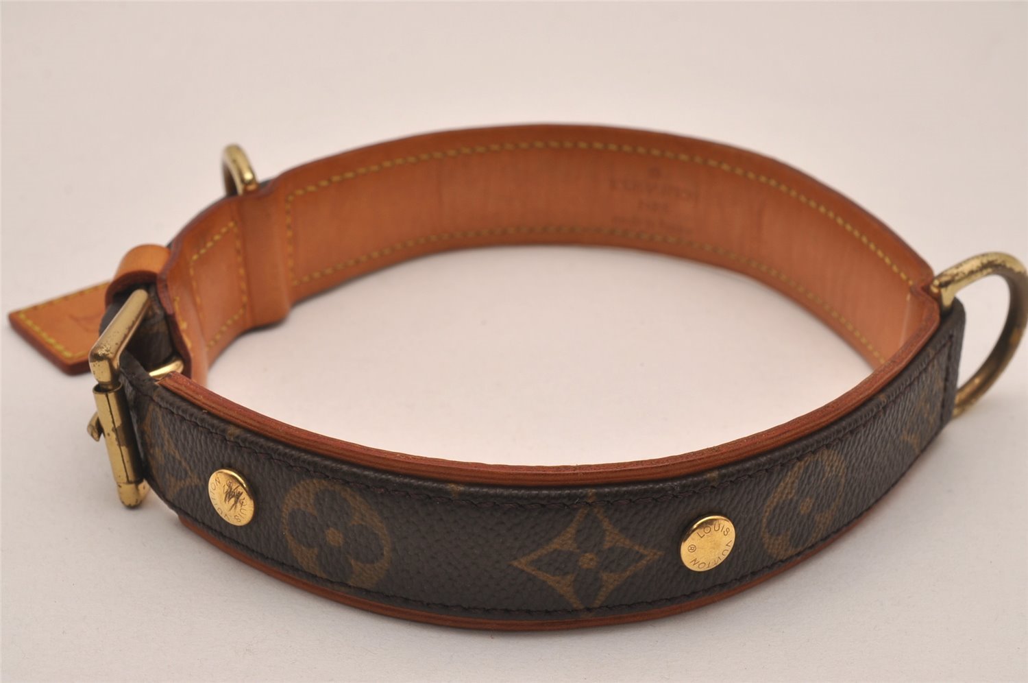 Authentic Louis Vuitton Monogram Collier Baxter GM Dog Collar M58070 LV 4416J