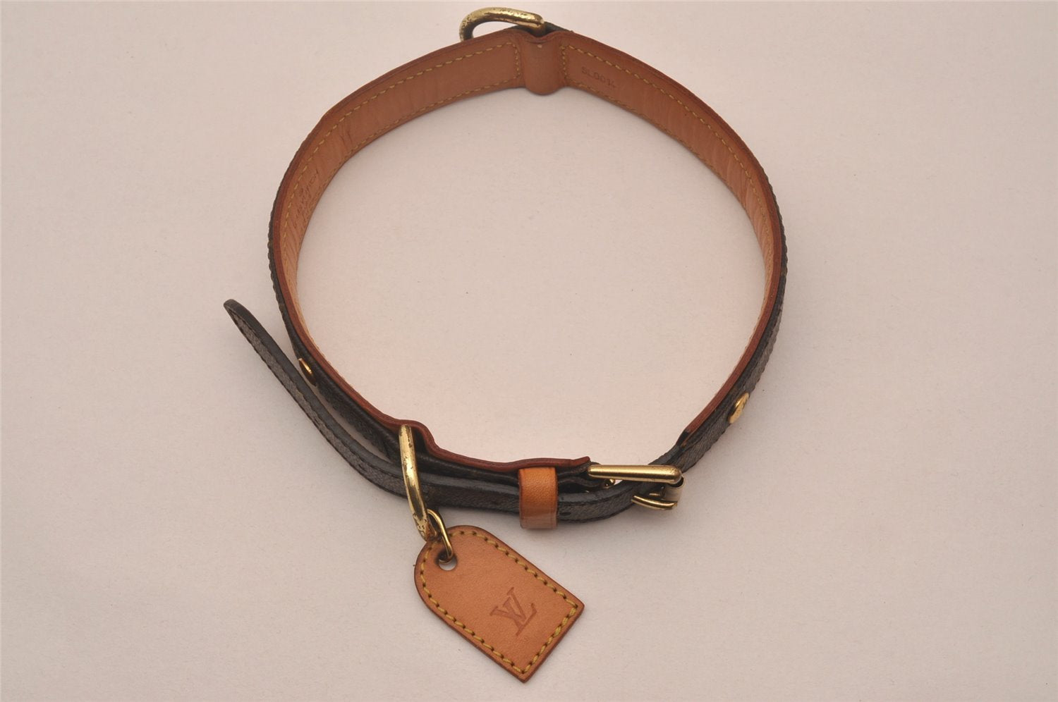 Authentic Louis Vuitton Monogram Collier Baxter GM Dog Collar M58070 LV 4416J