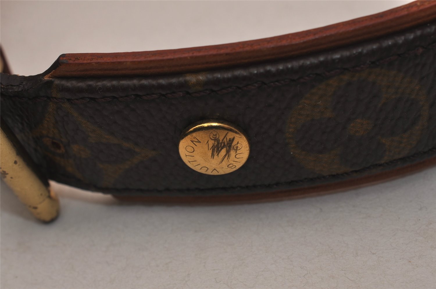 Authentic Louis Vuitton Monogram Collier Baxter GM Dog Collar M58070 LV 4416J