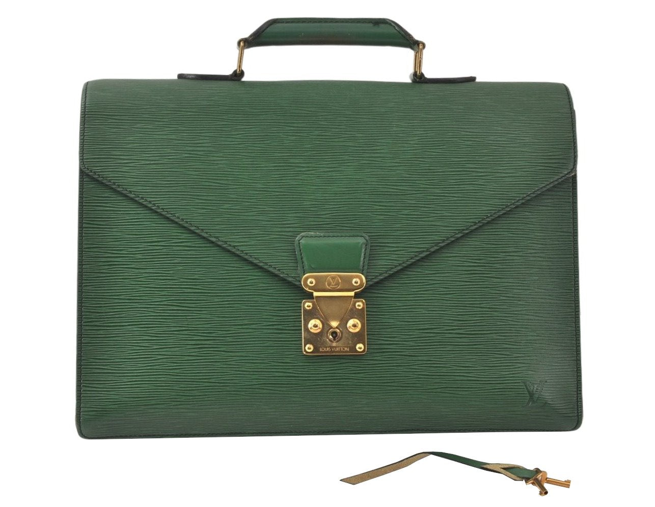 Authentic Louis Vuitton Epi Serviette Conseiller Briefcase Green M54424 LV 4418K