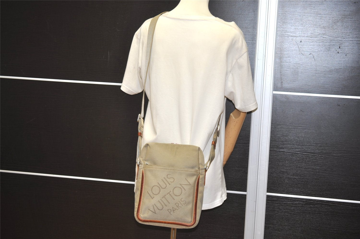 Authentic Louis Vuitton Damier Geant Citadin NM Shoulder Bag M93041 Beige 4421I