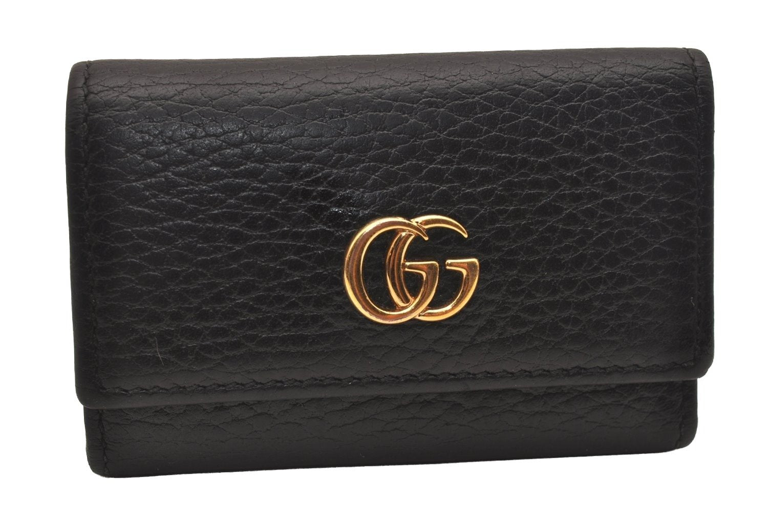 Authentic GUCCI Petite Mormont 6 Key Case Holder Leather 456118 Black 4422J