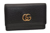 Authentic GUCCI Petite Mormont 6 Key Case Holder Leather 456118 Black 4422J