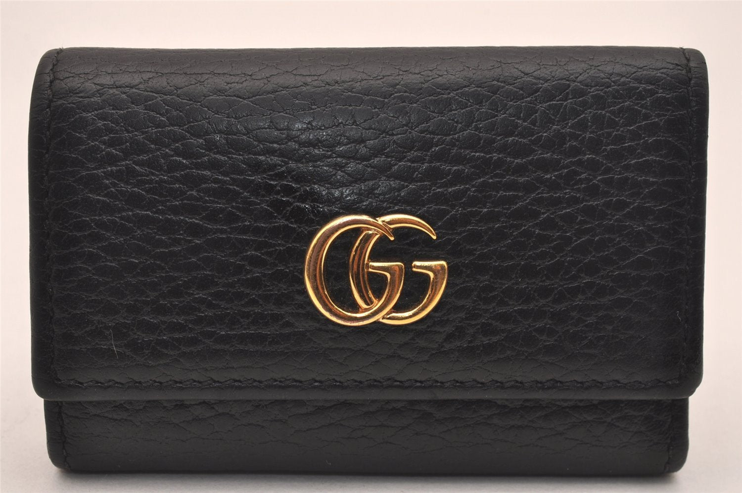 Authentic GUCCI Petite Mormont 6 Key Case Holder Leather 456118 Black 4422J