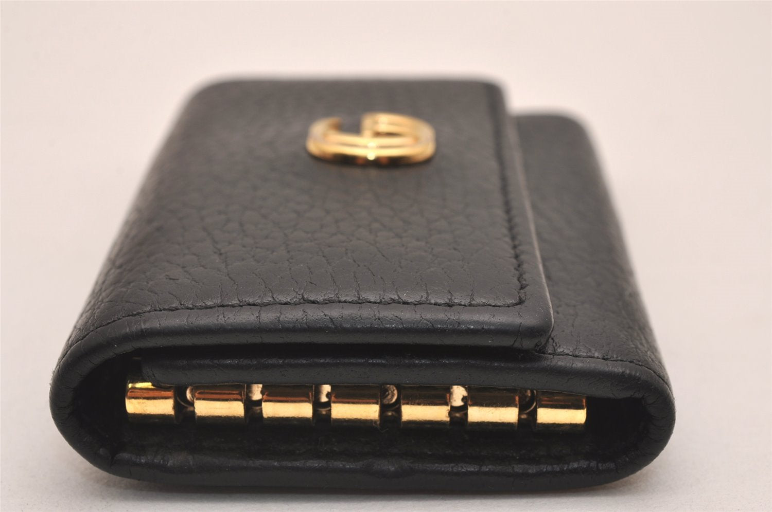 Authentic GUCCI Petite Mormont 6 Key Case Holder Leather 456118 Black 4422J