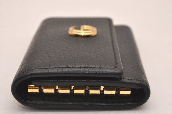 Authentic GUCCI Petite Mormont 6 Key Case Holder Leather 456118 Black 4422J