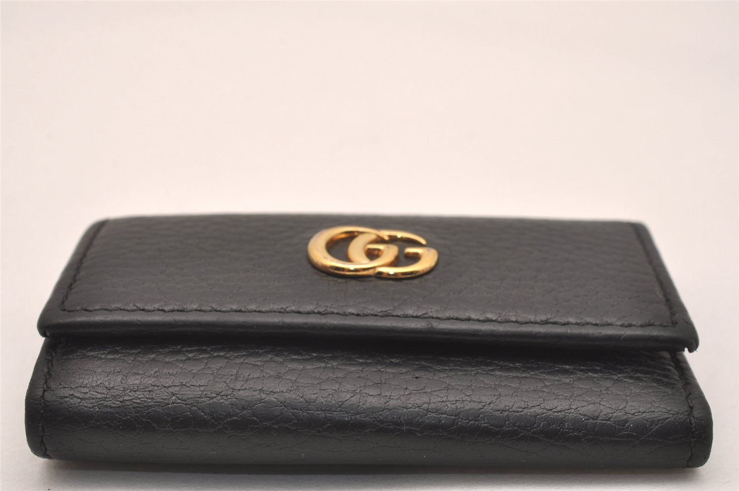 Authentic GUCCI Petite Mormont 6 Key Case Holder Leather 456118 Black 4422J
