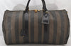 Authentic FENDI Pequin Pattern PVC Leather 2Way Travel Boston Bag Brown 4422K